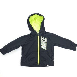 Nike Hoodie Jacket Toddler Boys 12M Months Black Neon Sweatshirt Full Zip